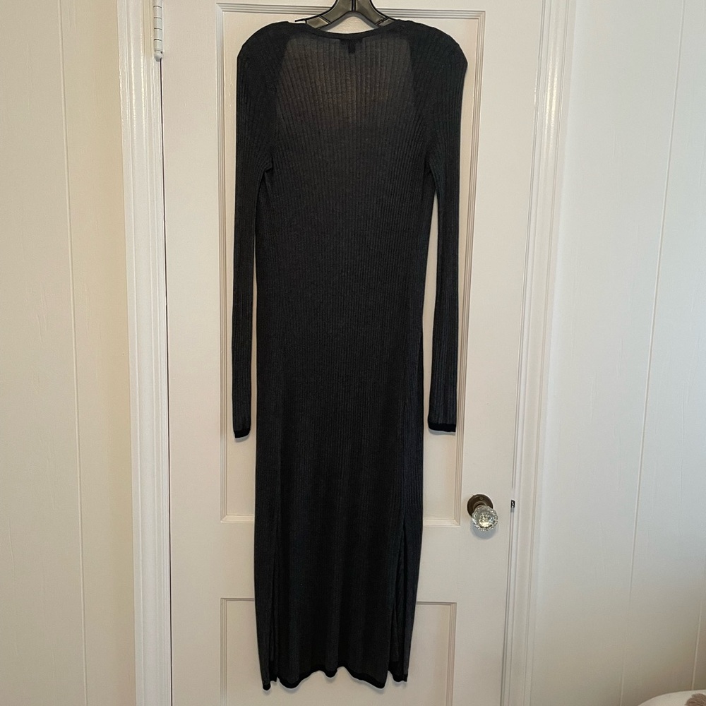 Express Black Ribbed Long Cardigan
